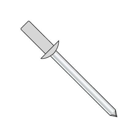Newport Fasteners Blind Rivet, Dome Head, 1/4 in Dia., 1/2 in L, Aluminum Body, 2000 PK 601483